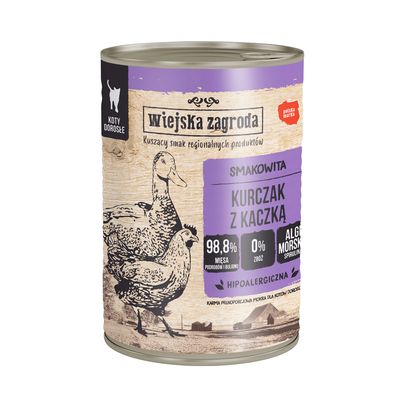Korzystny pakiet Wiejska Zagroda Cat, 24 x 400 g Kurczak z kaczką