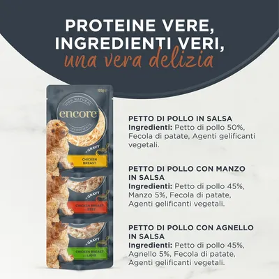 Encore in salsa Pacco misto in buste 5 x 100 g Umido cane - Meat Selection (3 varianti)