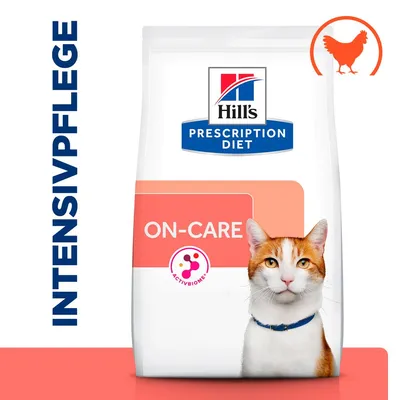Hill's Prescription Diet On-Care Katzenfutter mit ActivBiome+ Technologie, Intensivpflege, Huhn als Hauptzutat.