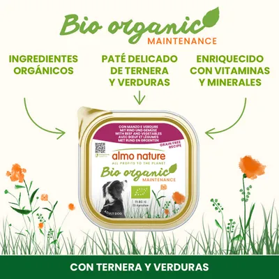 Almo Nature BioOrganic Maintenance 9 x 300 g - Con vacuno ecológico y verduras ecológicas