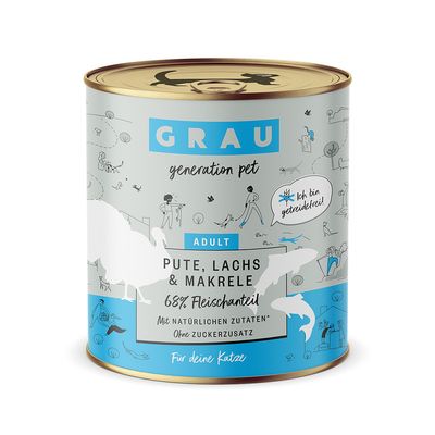 GRAU Adult Getreidefrei 6 x 800 g Pute, Lachs & Makrele