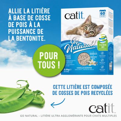 Catit Go Natural ! Pois + bentonite vanille - 6,4 kg