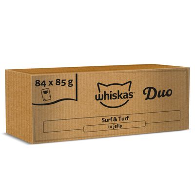 Whiskas 1+ Adult Pouches 84 x 85g Duo Surf & Turf in Jelly