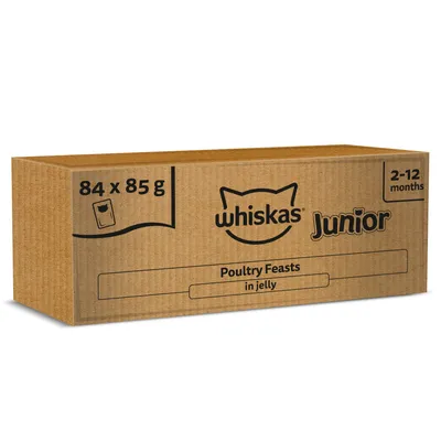 Whiskas Junior Pouches 84 x 85g - Poultry Feasts in Jelly