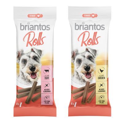 Briantos Rolls za pse Mješovito pakiranje (4 x Piletina + 4 x Burag)