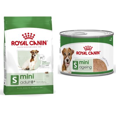Royal Canin Size Dry Dog Food + Royal Canin Wet Dog Food - 15% Off! * - Mini Adult 8+ (8kg) + Mini Ageing in Loaf (12 x 195g)