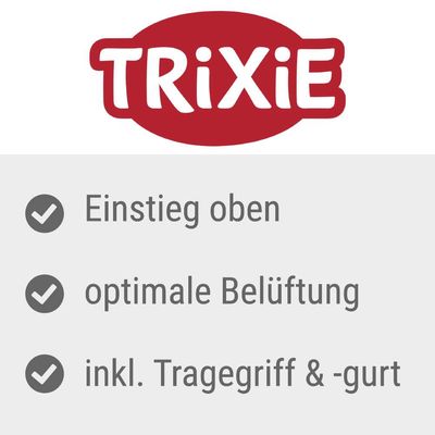 Trixie. Einstieg oben, optimale Belüftung, inkl. Tragegriff und -gurt.