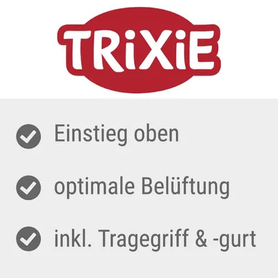 Trixie. Einstieg oben, optimale Belüftung, inkl. Tragegriff und -gurt.