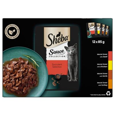 Sheba Pouches Sauce Collection Saver Pack 96 x 85g - Succulent Selection in Gravy