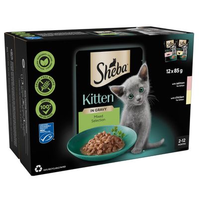 Sheba Kitten Pouches Mixed Selection in Gravy (12 x 85g)