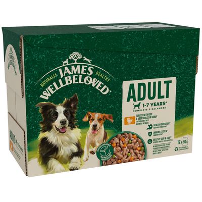 James Wellbeloved Adult Hypoallergenic Pouches - Turkey in Gravy 12 x 90g