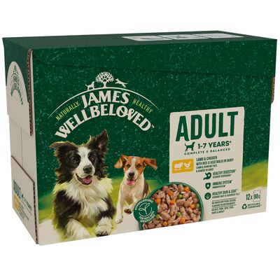 James Wellbeloved Adult Hypoallergenic Pouches - Lamb & Chicken with Rice 48 x 90g