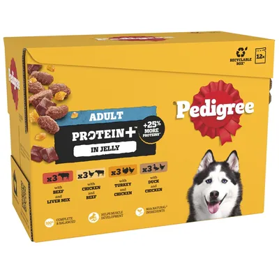 Pedigree Protein+ Pouches in Jelly Multipack - 12 x 85g Pedigree Protein+ Pouches in Jelly Multipack - 12 x 85g