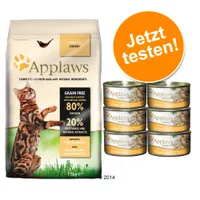 Lot 400 g de croquettes Applaws + 6 x 70 g de pâtée Applaws pour chat - poulet & saumon