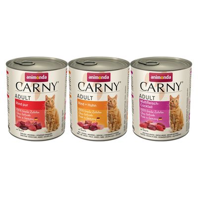 animonda Carny Adult, 6 x 800 g 3 smaki, Mieszany pakiet 1