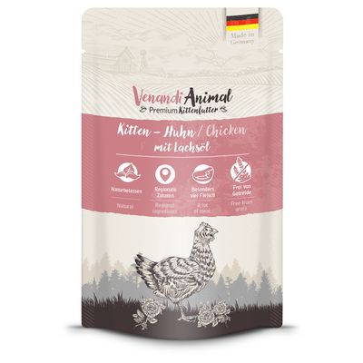 Venandi Animal Kitten Pollo con Olio di Salmone 12 x 125 g umido gatto 12 x 125 g