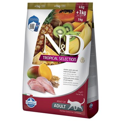N&D Cat Tropical Selection mit Huhn Sparpaket: 2 x 5 kg (4 + 1 kg)