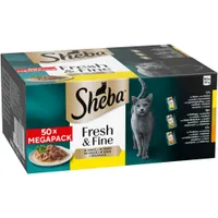 Megabalení Sheba Fresh & Fine čerstvé kapsičky 50 ks (50 x 50 g) - s kuřecím, drůbežím a krůtím v omáčce