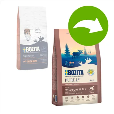 Bozita Purely Wild Forest Elk, receta sin cereales, 2,5 kg para cachorros y jóvenes. Alce de la naturaleza nórdica. 30% proteína, 16% grasa, 71% ingredientes animales.