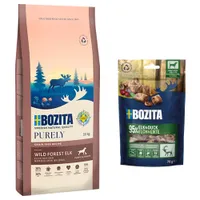 Bozita Dog Purely Grain Free + 2 x 70 g Meaty Bites mit Elch & Ente gratis! - 11 kg Elch Puppy & Junior