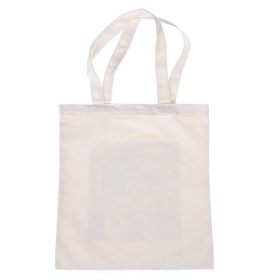 White fabric bag with two carrying handles, rectangular shape.