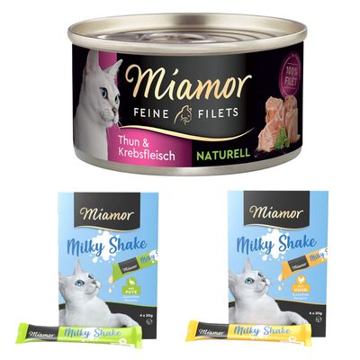 Miamor: 6 x 80 g Feine Filets Naturelle + Milky Shake, 8 x 20 g gratis!