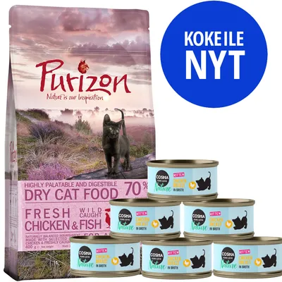 Kitten-kokeilupakkaus: Purizon 400g & Cosma Nature 6 x 70g - paketti 1: kana Kitten-kokeilupakkaus: Purizon 400g & Cosma Nature 6 x 70g - paketti 1: kana