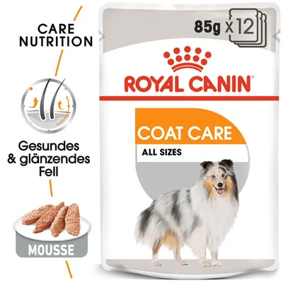Royal Canin Coat Care Mousse, 85g x 12. Für gesundes und glänzendes Fell. Geeignet für alle Grössen. Royal Canin Coat Care Mousse, 85g x 12. Für gesundes und glänzendes Fell. Geeignet für alle Grössen.