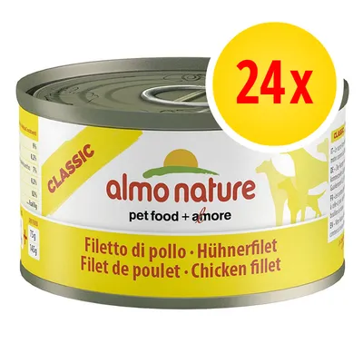 almo nature pet food + amore CLASSIC, Filetto di pollo, Hühnerfilet, Filet de poulet, Chicken fillet. 24x blikjes zichtbaar op verpakking.