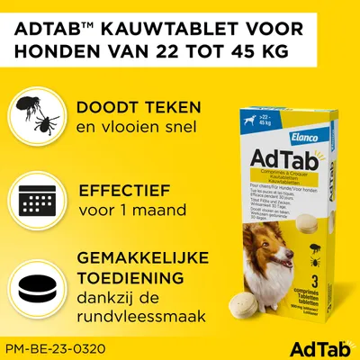 AdTab kauwtabletten voor honden van 22 tot 45 kg - 1 x 3 Tabletten