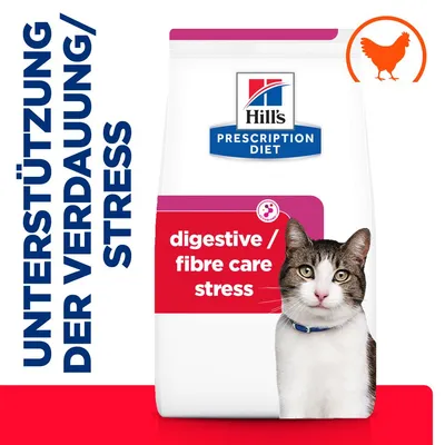 Hill's Prescription Diet Katzenfutter, Unterstützung der Verdauung und Stress, digestive/fibre care stress, mit Huhn. Hill's Prescription Diet Katzenfutter, Unterstützung der Verdauung und Stress, digestive/fibre care stress, mit Huhn.