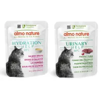 Prezzo sepciale! 6 x 50 g Almo Nature HFC Hydration Help + 6 x 50 g Urinary Help - 6 x 50 g Brodo di Salmone con Filetto di Salmone Hydration Help + 6 x 50 g Urinary Help Tonno del Pacifico con mirtilli rossi
