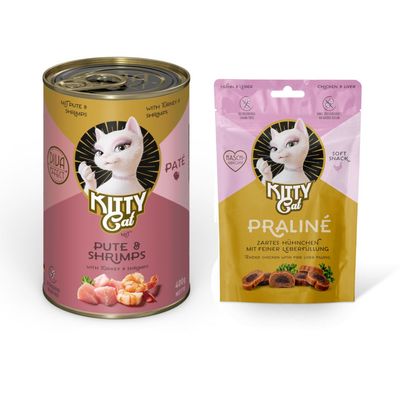 Kitty Cat Adult Paté 6 x 400 g + snacks Praliné Pollo e Hígado 50 g ¡gratis!