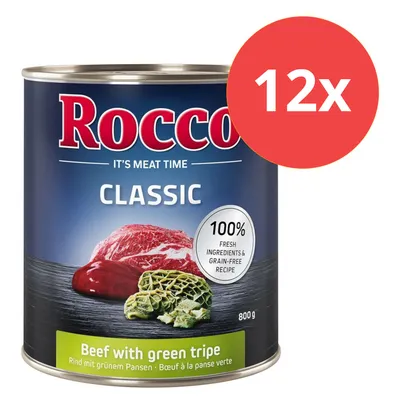 Rocco Classic Rind mit grünem Pansen, 800g Dose, 12x Packung. 100% frische Zutaten, getreidefreie Rezeptur.