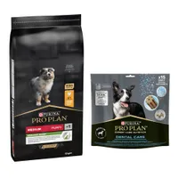 PURINA PRO PLAN Puppy 12 kg + passender Snack gratis! - Medium Healthy Start + Dental Care Medium Dog 345 g