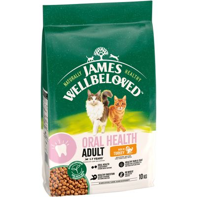 Key features: dried turkey protein, yucca for less smelly litters, special kibble shape for teeth and gums, brown and white rice, cranberry extract, chicory extract for gut flora.