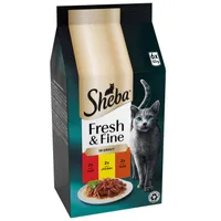 Sheba Fresh & Fine in Gravy Mini Pouches Multibuy 12 x 50g - Beef, Chicken & Lamb in Gravy