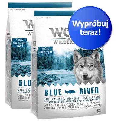 Karma Wolf of Wilderness Blue River, 1 kg, 100% grain-free recipe, lots of fresh chicken meat & salmon. Niebieska naklejka: Wypróbuj teraz!