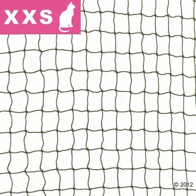 Siatka o drobnych oczkach, w lewym górnym rogu różowy prostokąt z białym napisem XXS i sylwetką kota.