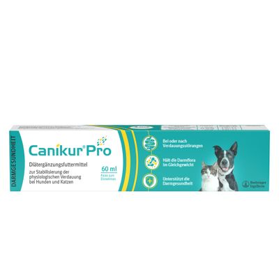 Canikur Pro, Diätergänzungsfuttermittel für Hunde und Katzen, 15 ml Paste. Unterstützt Darmflora, Immunssystem und bei akutem oder chronischem Durchfall. Hersteller: Boehringer Ingelheim.