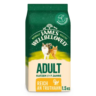 James Wellbeloved Adult cat food, hypoallergenic, rich in turkey, for cats aged 1-7 years, 1.5 kg.