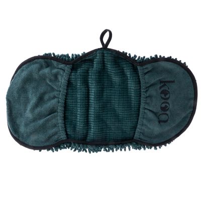 kooa asciugamano in microfibra verde scuro con passante per appenderlo, adatto alla cura degli pet.