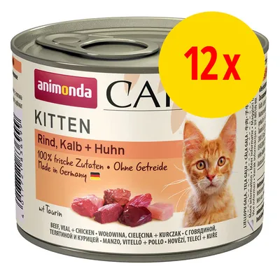 animonda Carny Kitten natvoer, Rind, Kalb + Huhn, 100% frische Zutaten, Ohne Getreide, Made in Germany, met taurine. Multipack 12x. animonda Carny Kitten natvoer, Rind, Kalb + Huhn, 100% frische Zutaten, Ohne Getreide, Made in Germany, met taurine. Multipack 12x.