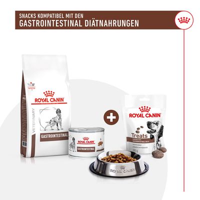 Royal Canin Gastrointestinal диетическое питание и совместимые снеки. Сухой корм, влажный корм и лакомства для собак.