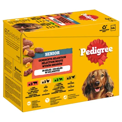  Pedigree Senior Frischebeutel Multipack - 48 x 100 g Gemischte Selektion in Gelee (4 gemischt)