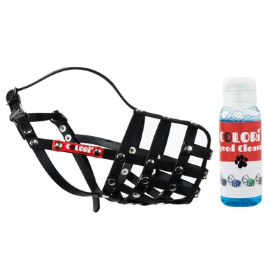 COLORI® Museruola per cani da pastore M, nero - Museruola Tg 7 + 30 ml detergente rapido COLORI® Museruola per cani da pastore M, nero - Museruola Tg 7 + 30 ml detergente rapido