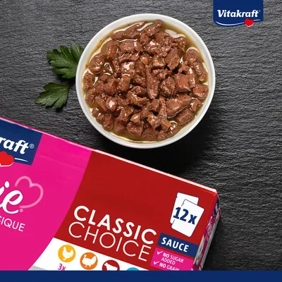 Vitakraft Poésie Classic i sås mixpaket - Sparpack: 96 x 85 g gelé (kyckling, fjäderfä, kalkon, anka)