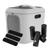 Rotho MyPet BIALA actief koolfilter - Voordeelverpakking: 3 koolstoffilters + 4 Rollen Hygiënische zakjes + Kattentoilet BIALA XL