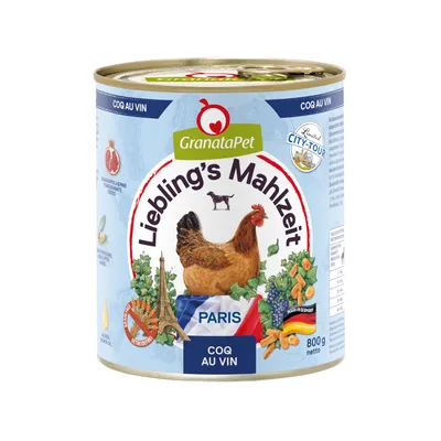 Granatapet Liebling's Meal City Tour 6 x 800g - dog wet food - Paris (Coq Au Vin)