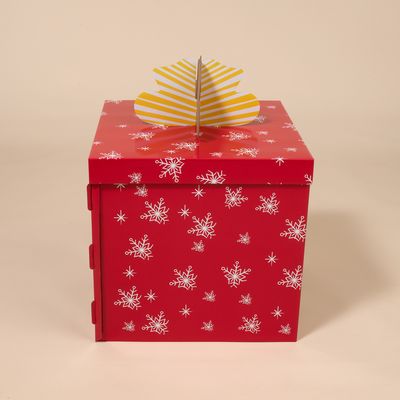 TIAKI świąteczny domek dla kota, czerwone pudełko prezentowe